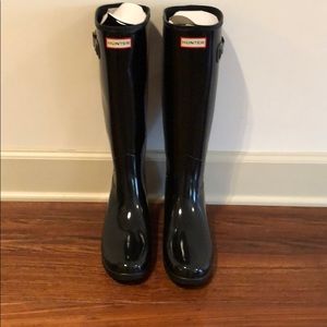 Black Size 10 Tall Gloss Hunter Rainboots